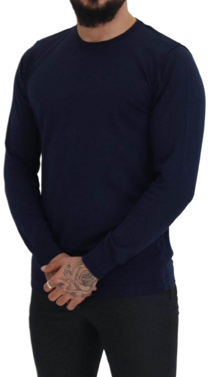 Paolo Pecora Milano Blue Cotton Crewneck Pullover Sweater Beige