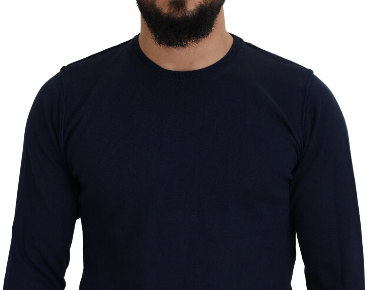 Paolo Pecora Milano Blue Cotton Crewneck Pullover Sweater Beige
