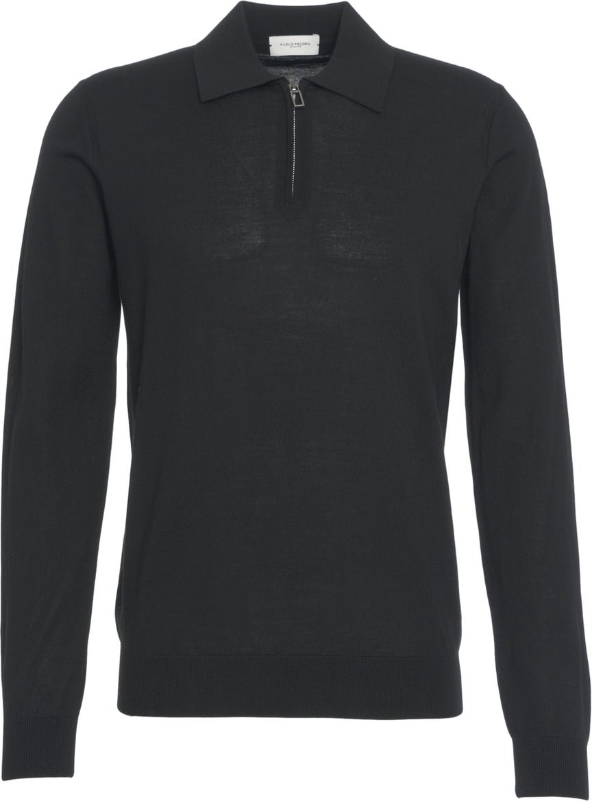 Paolo Pecora T-neck sweater Zwart