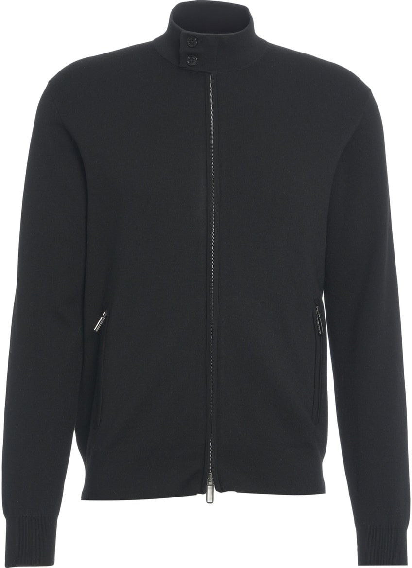 Paolo Pecora Knitted jacket with stand-up collar Zwart