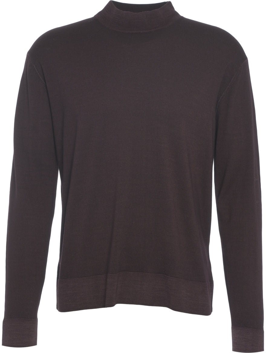 Paolo Pecora Pullover with stand-up collar Bruin