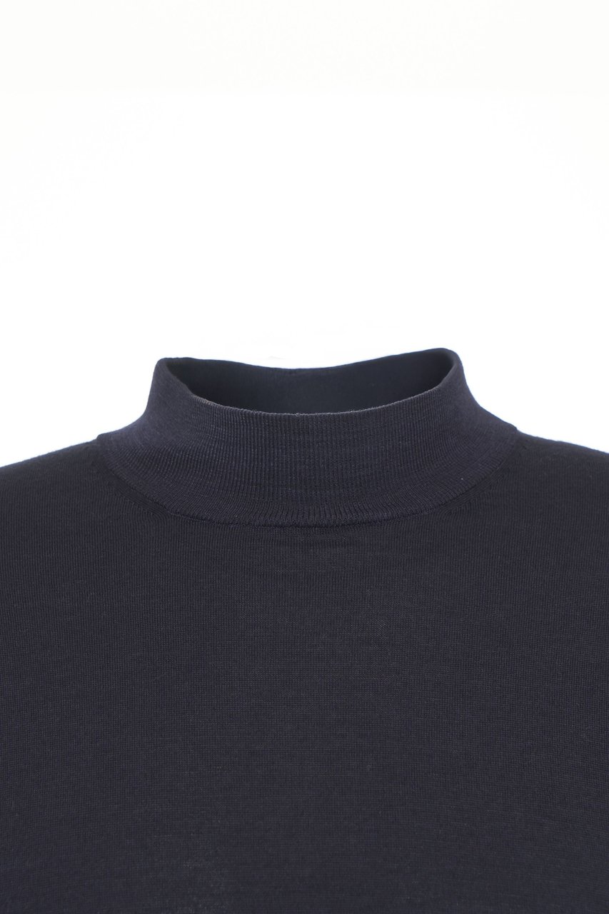 Paolo Pecora Pullover with stand-up collar Blauw