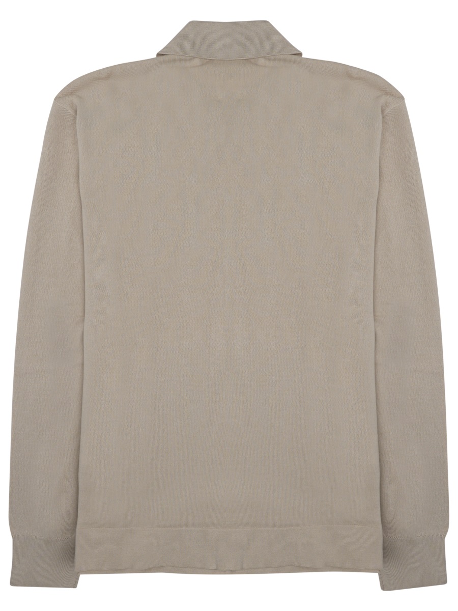 Paolo Pecora Knitted Cotton Shirt With Button-Down Front And Classic Collar Neutraal