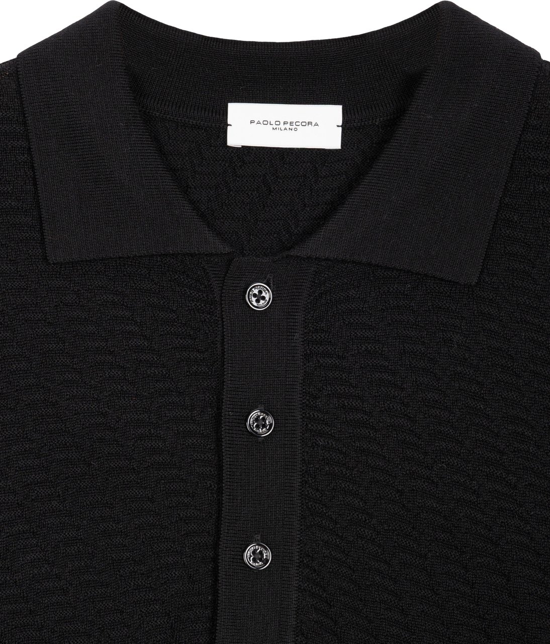 Paolo Pecora Knit sweater with polo collar Zwart