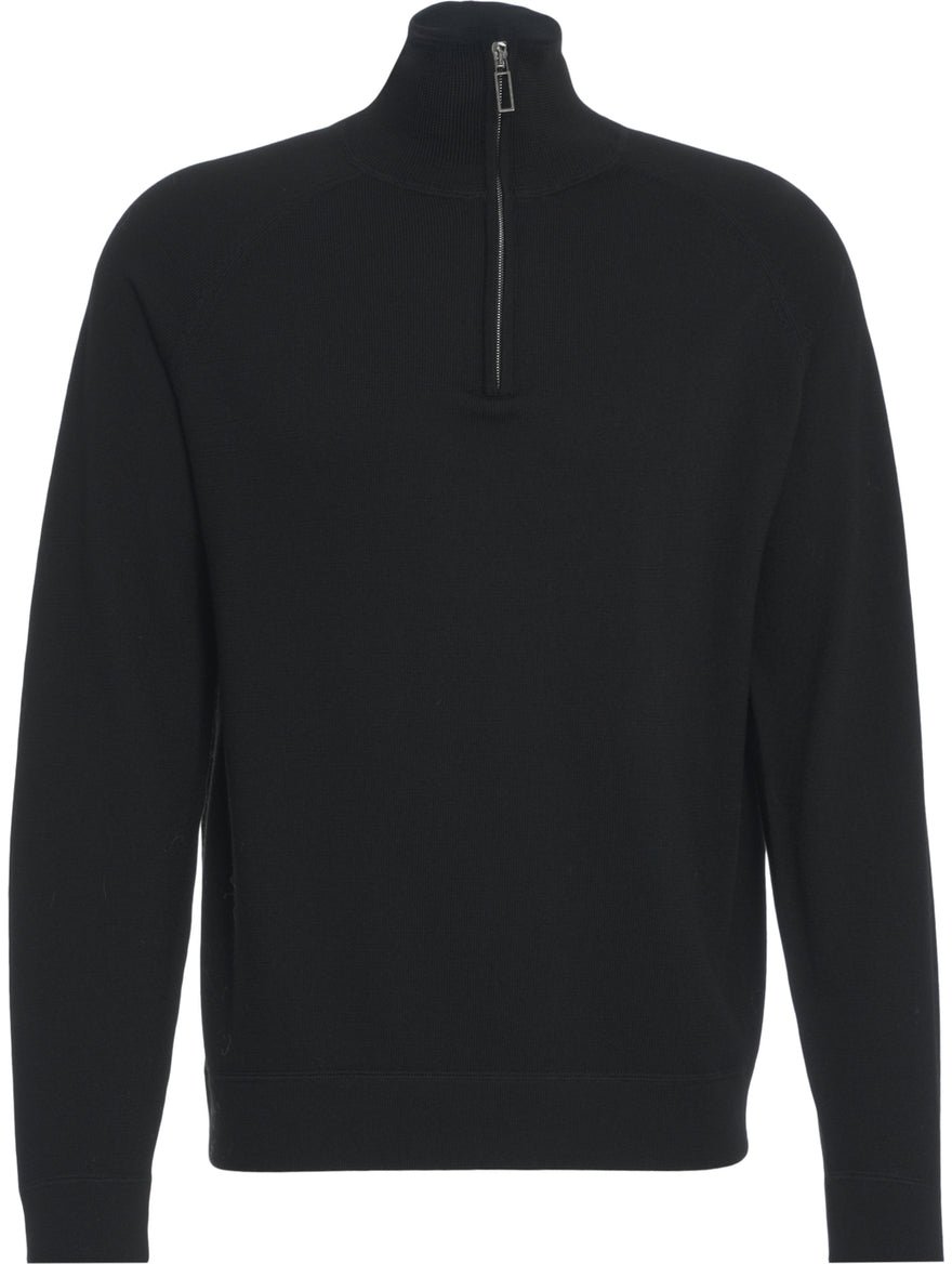 Paolo Pecora Mock neck sweater with zipper Zwart
