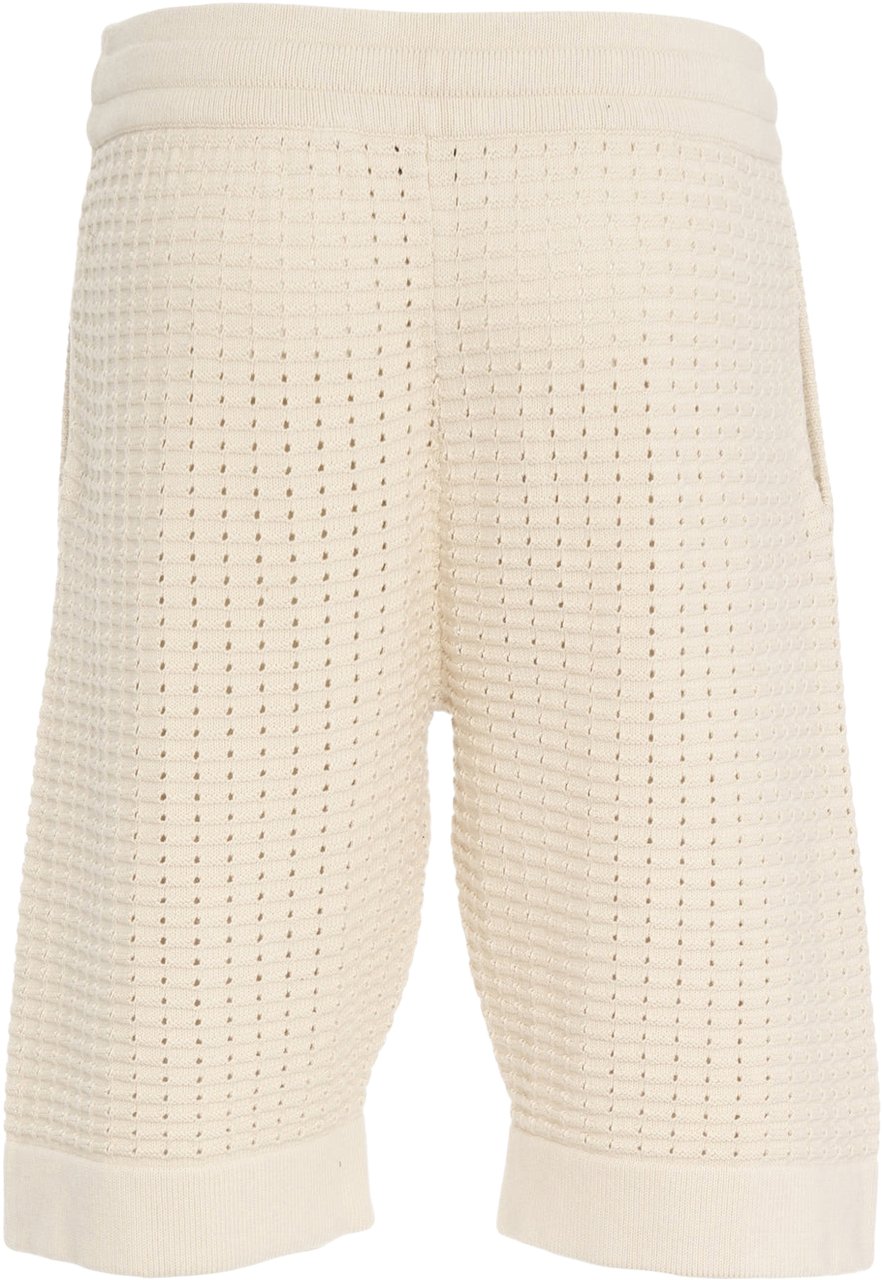 Paolo Pecora Openwork knit bermuda shorts Beige