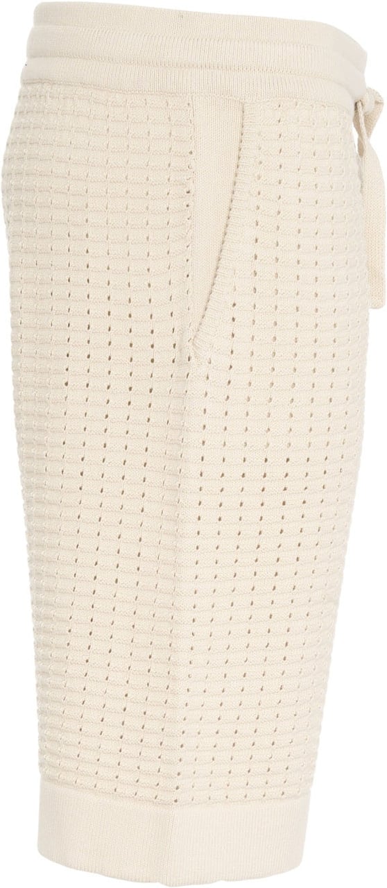 Paolo Pecora Openwork knit bermuda shorts Beige