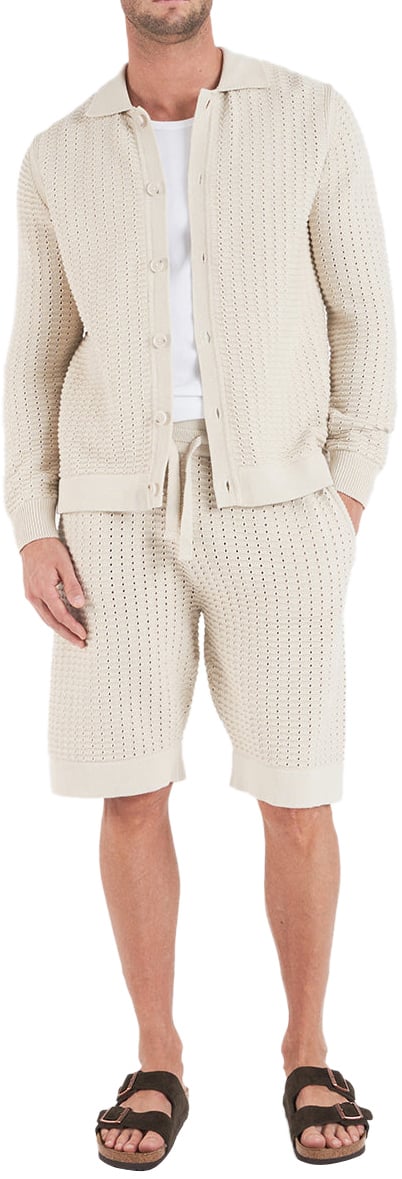 Paolo Pecora Openwork knit bermuda shorts Beige