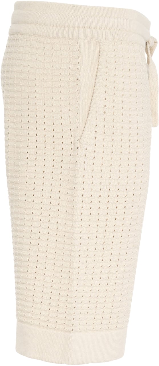 Paolo Pecora Openwork knit bermuda shorts Beige