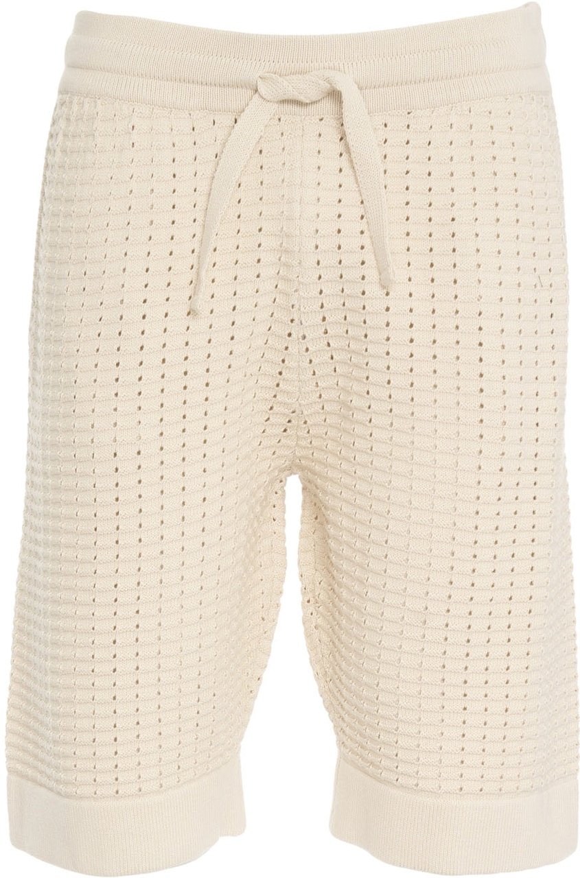 Paolo Pecora Openwork knit bermuda shorts Beige