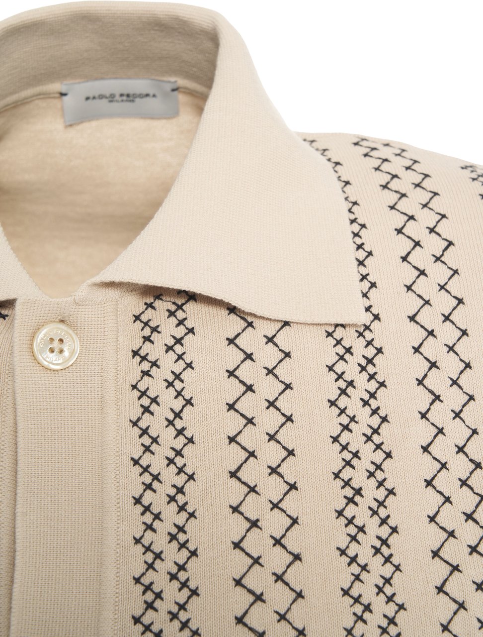 Paolo Pecora Knit polo with embroidery Beige