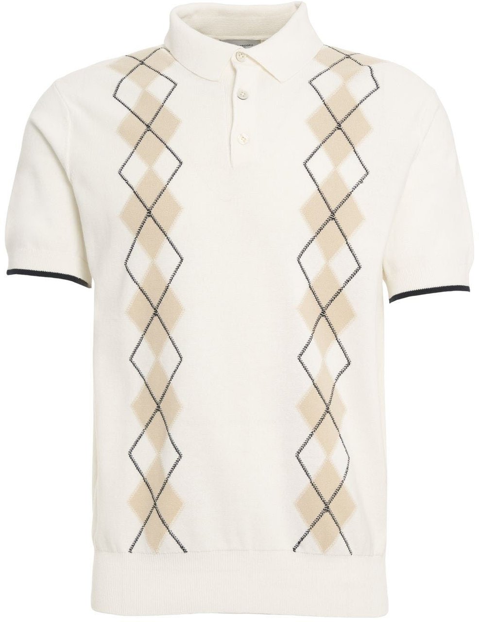 Paolo Pecora Knit polo shirt with argyle pattern Wit