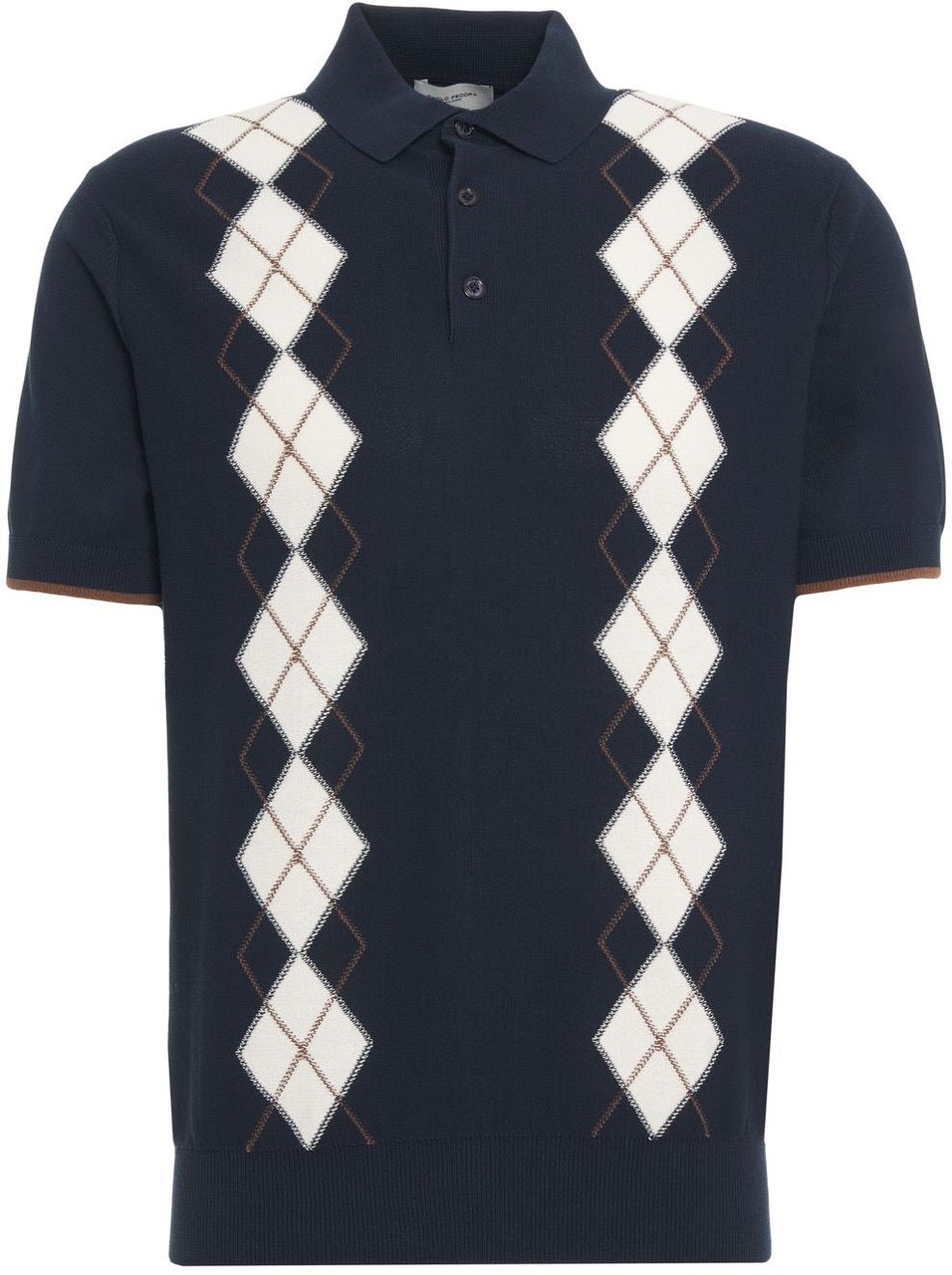Paolo Pecora Knit polo shirt with argyle pattern Blauw
