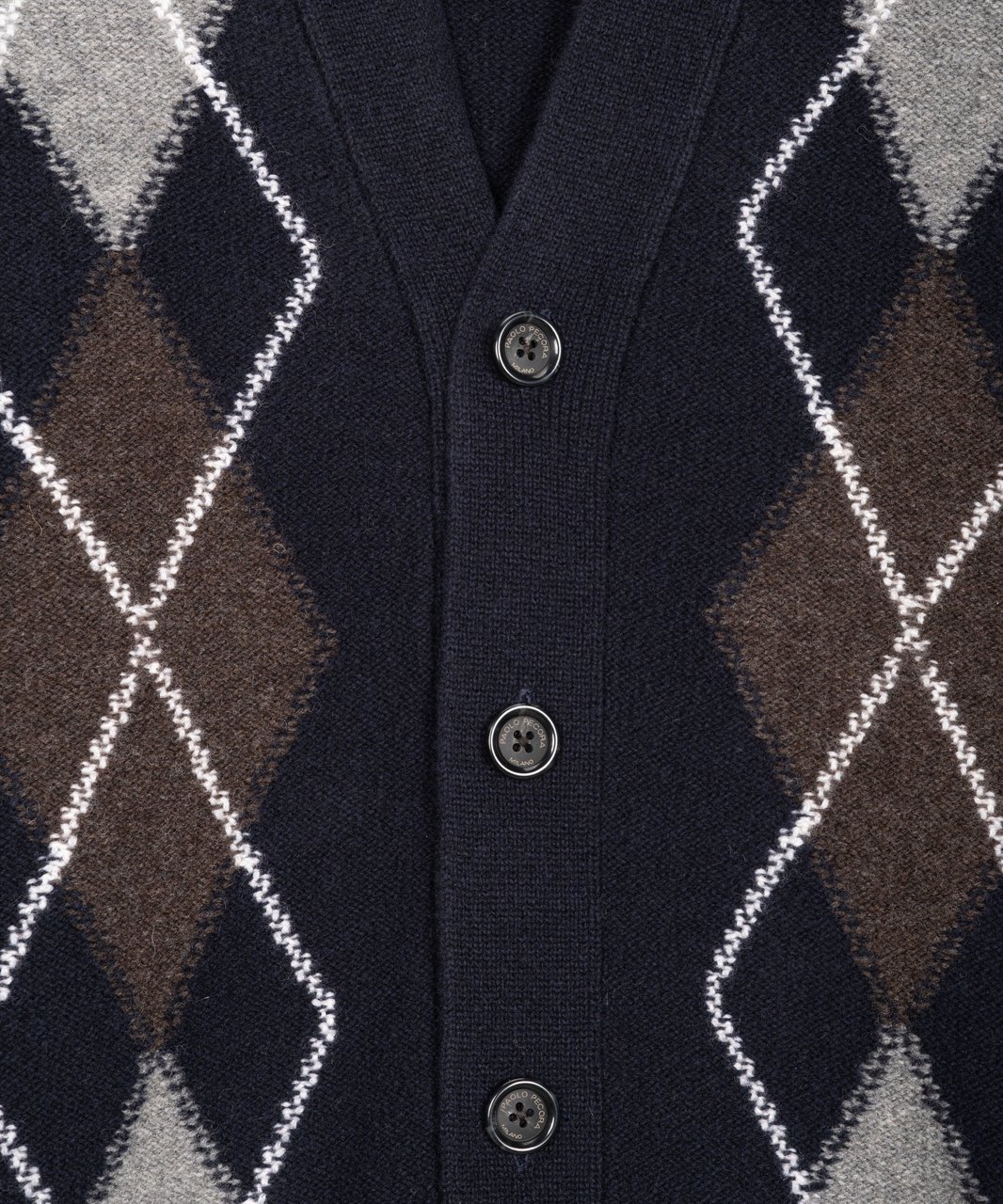 Paolo Pecora Cardigan with argyle pattern Blauw