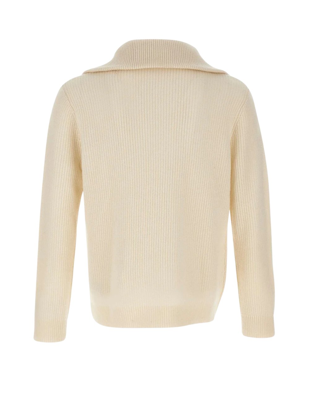 Paolo Pecora Mock-Neck Full-Zip Sweater With Ribbed Details Neutraal