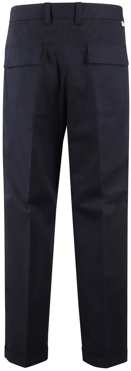 Paolo Pecora Tailored Blue Trousers With Ankle Cuffs Blauw