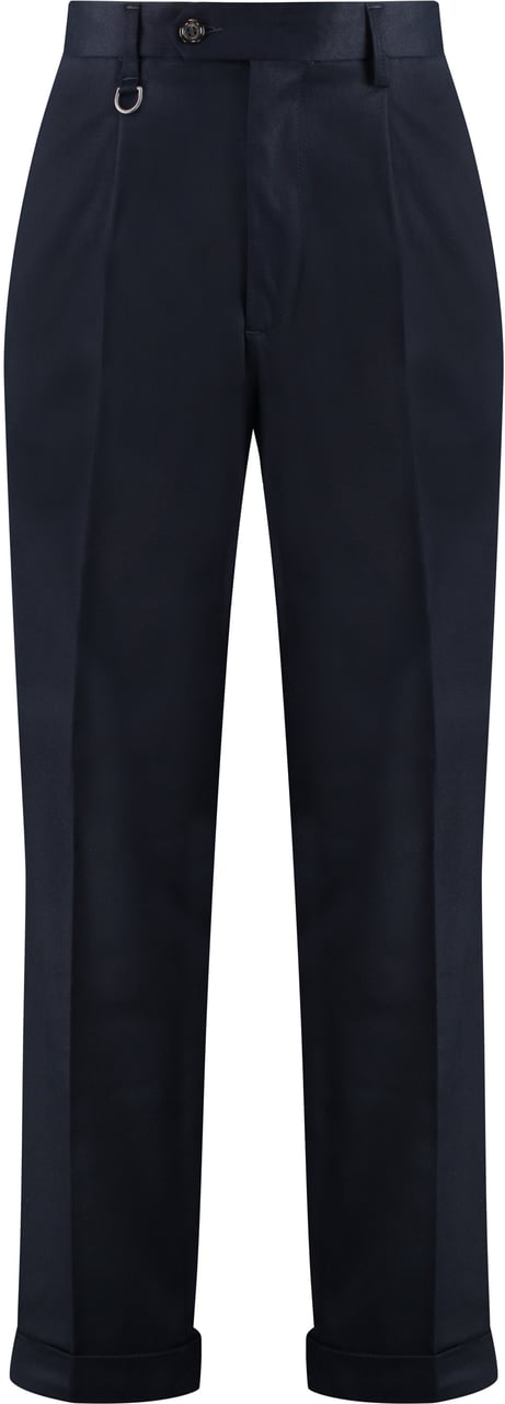 Paolo Pecora Cotton blend trousers Blauw