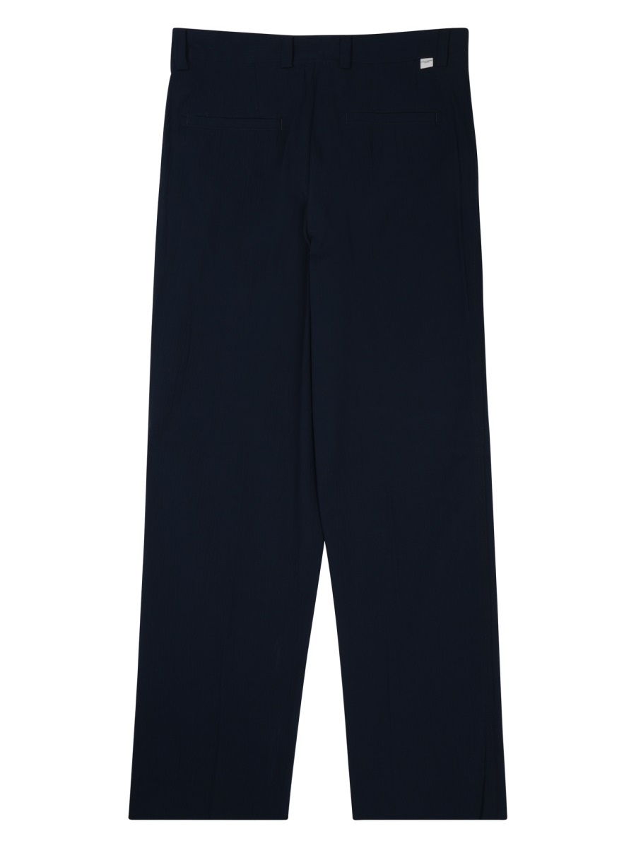 Paolo Pecora Tailored Blue Trousers with Clean Lines and Comfortable Stretch Zwart
