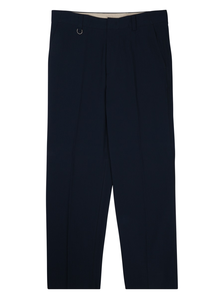 Paolo Pecora Tailored Blue Trousers with Clean Lines and Comfortable Stretch Zwart