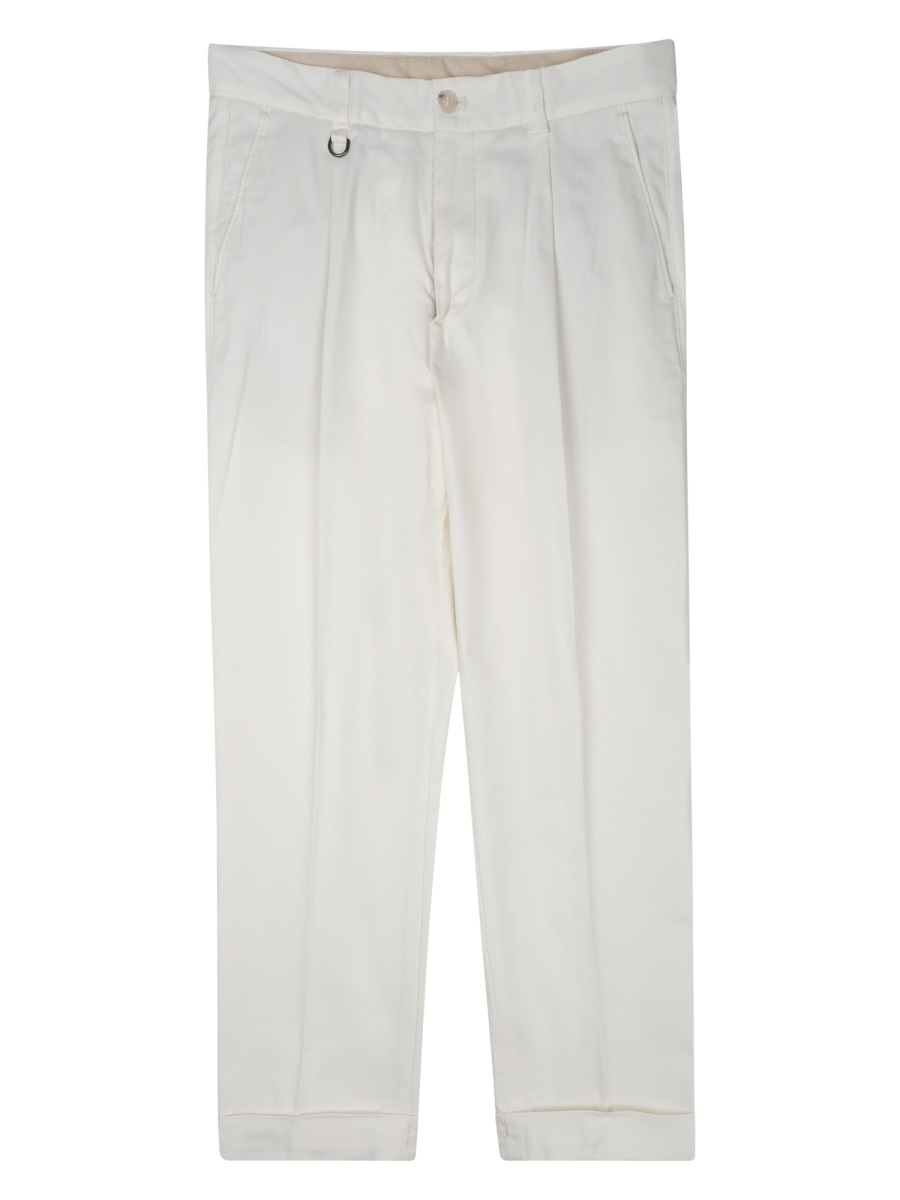Paolo Pecora Cropped Tailored Trousers with Button Closure and Pocket Detailing Wit