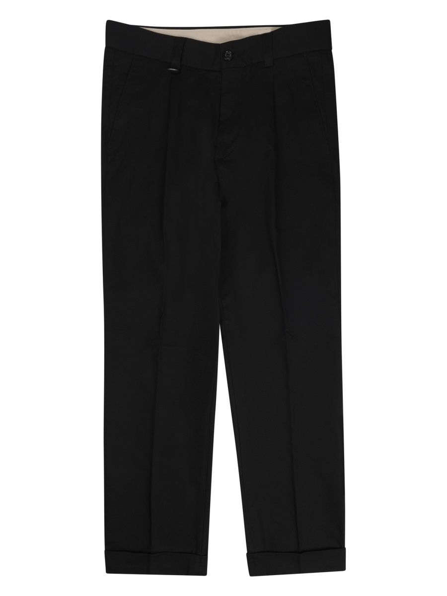 Paolo Pecora Classic Tailored Black Trousers with Straight Cut and Flap Pockets Zwart