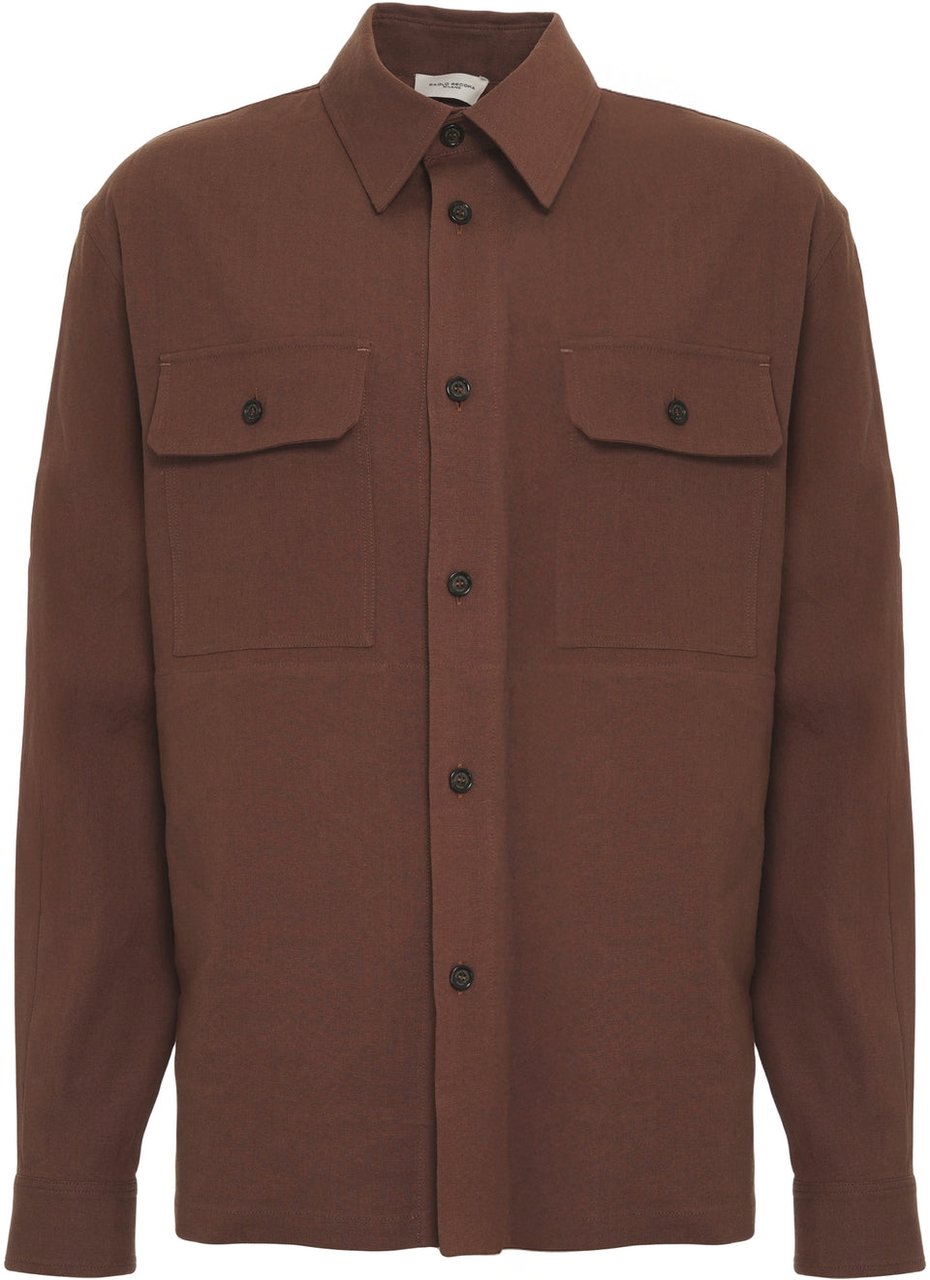 Paolo Pecora Linen blend shirt Bruin