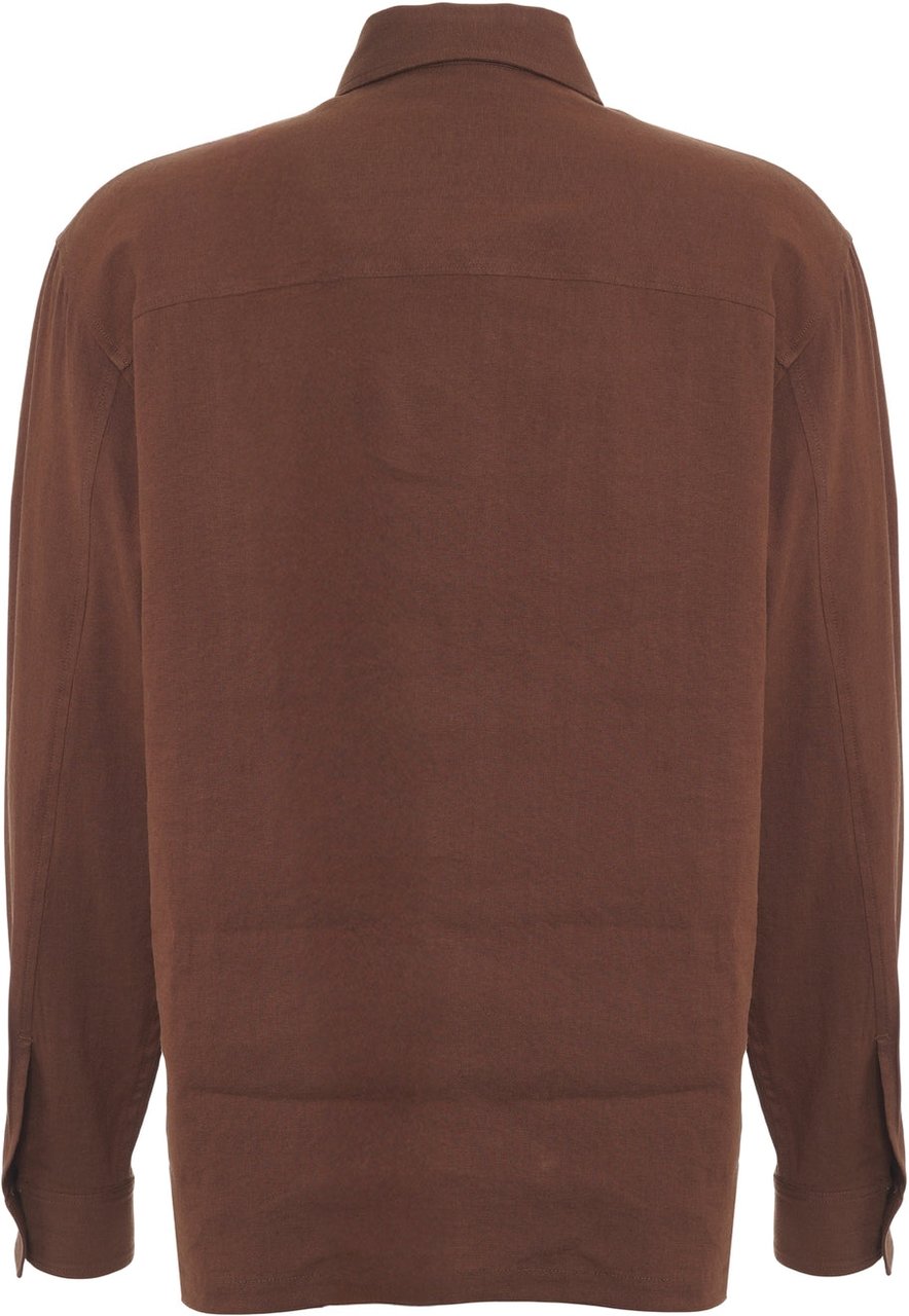 Paolo Pecora Linen blend shirt Bruin