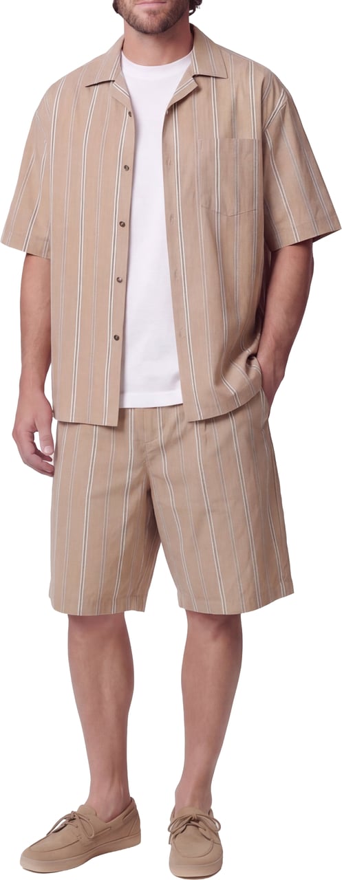 Paolo Pecora Short-sleeved cotton shirt Beige