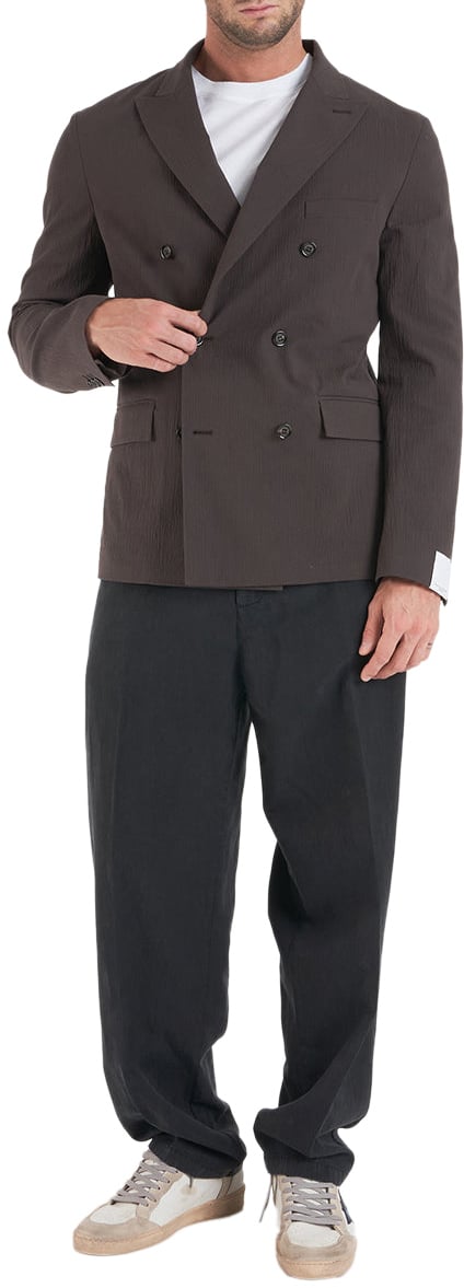 Paolo Pecora Seersucker double-breasted blazer Bruin