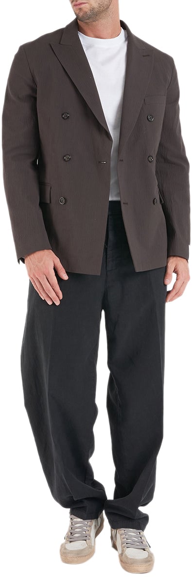 Paolo Pecora Seersucker double-breasted blazer Bruin