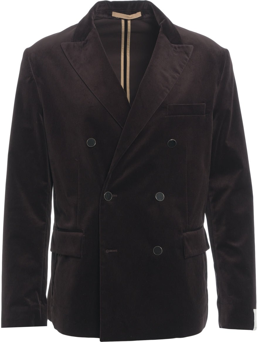 Paolo Pecora Velvet double-breasted blazer Bruin
