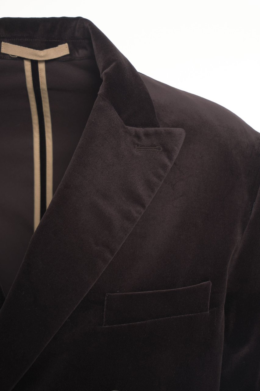 Paolo Pecora Velvet double-breasted blazer Bruin