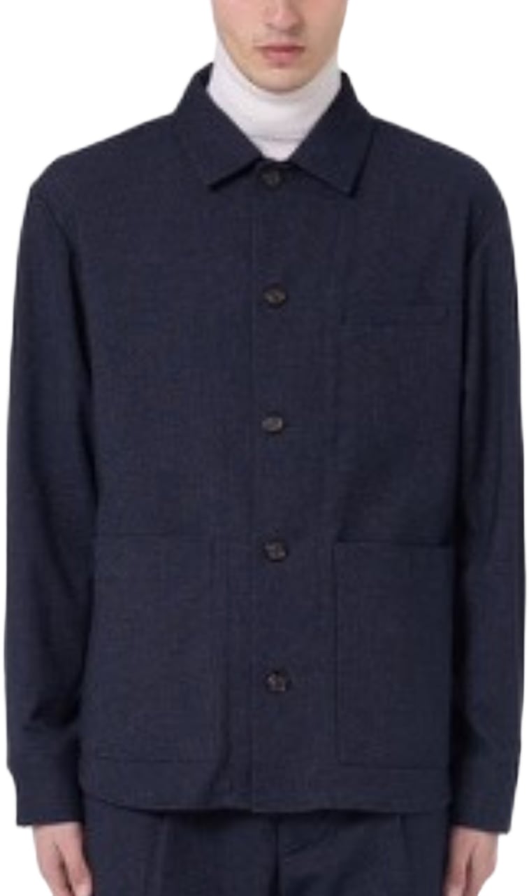 Paolo Pecora Three-Pocket Shirt Jacket With Classic Collar Zwart
