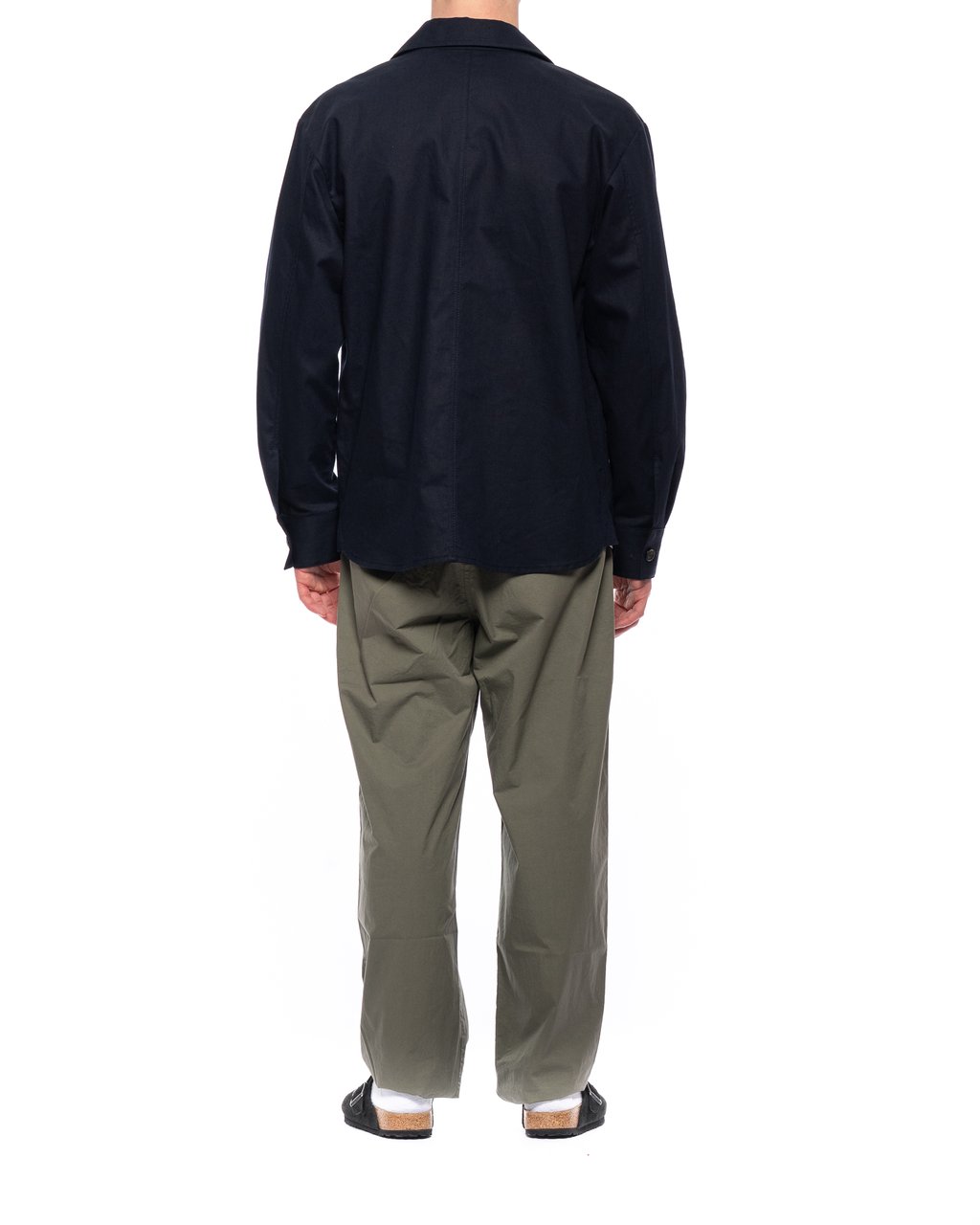 Paolo Pecora Blue Reverse Collar Linen-Blend Casual Shirt Zwart