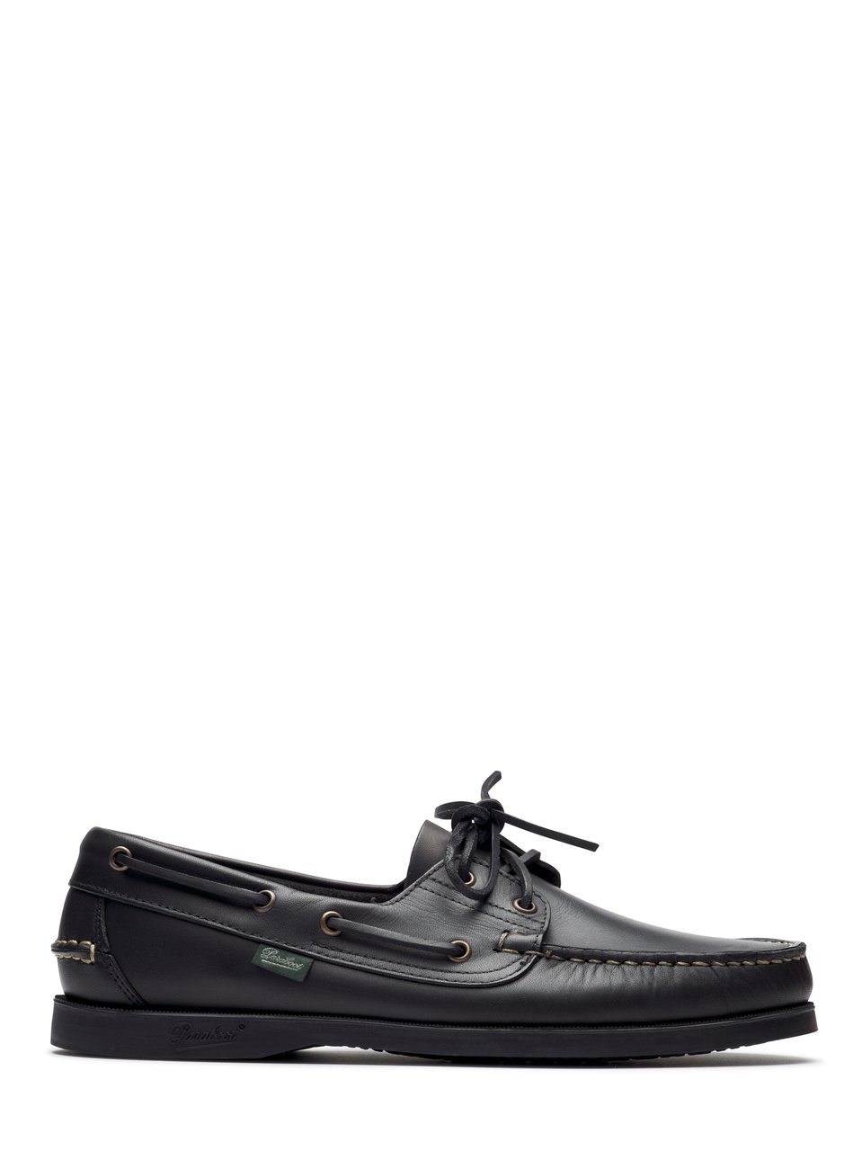 Paraboot Moccasin-Style Black Leather Flat Shoes With Lace-Up Design Zwart