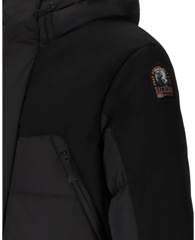 Parajumpers Doudoune Hikari noire Bimatière lisse devant matelassée arrière PJS Parajumpers homme PMPUUP02 541 Zwart