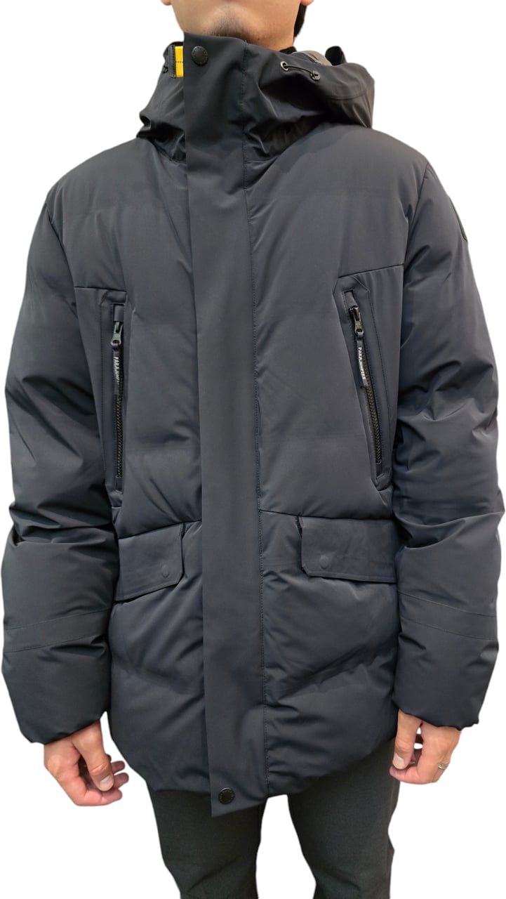 Parajumpers Doudoune Kazu noir mat Logo noir bande orange zip Capuche PJS Parajumpers Homme PMJKSS02 541 Zwart