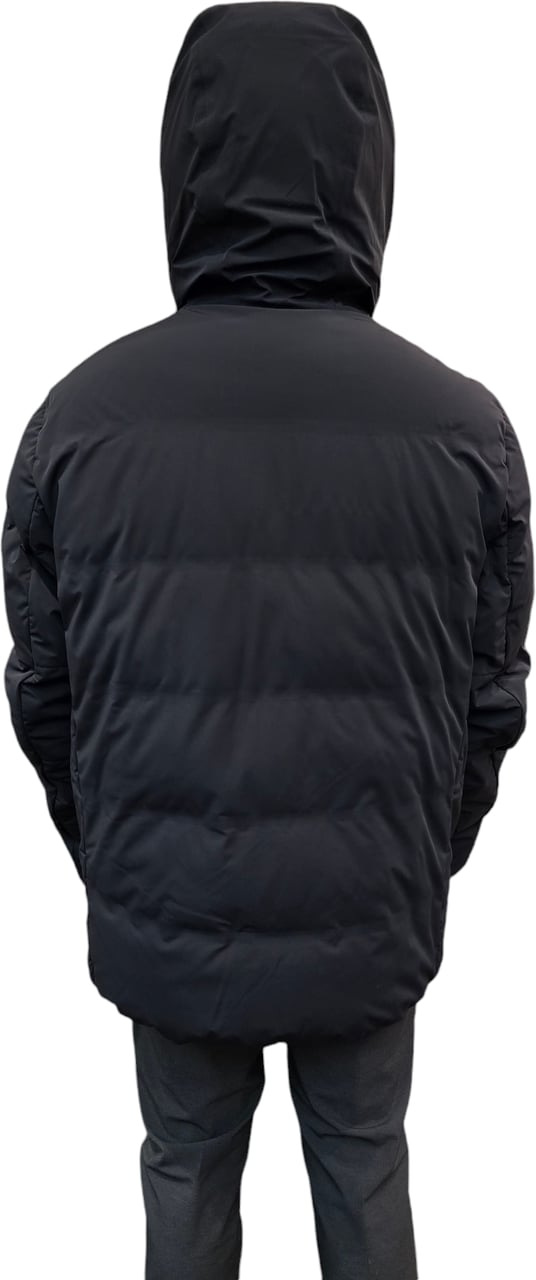 Parajumpers Doudoune Kazu noir mat Logo noir bande orange zip Capuche PJS Parajumpers Homme PMJKSS02 541 Zwart