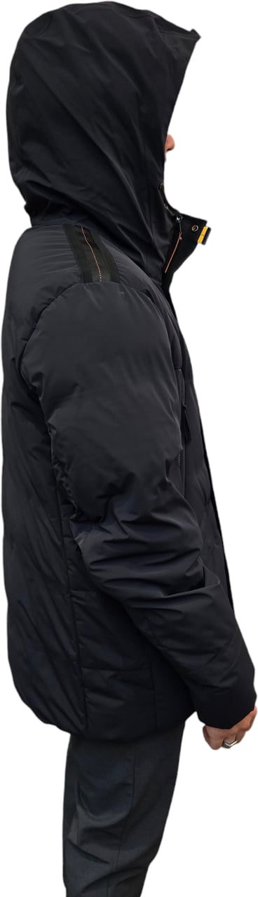 Parajumpers Doudoune Kazu noir mat Logo noir bande orange zip Capuche PJS Parajumpers Homme PMJKSS02 541 Zwart