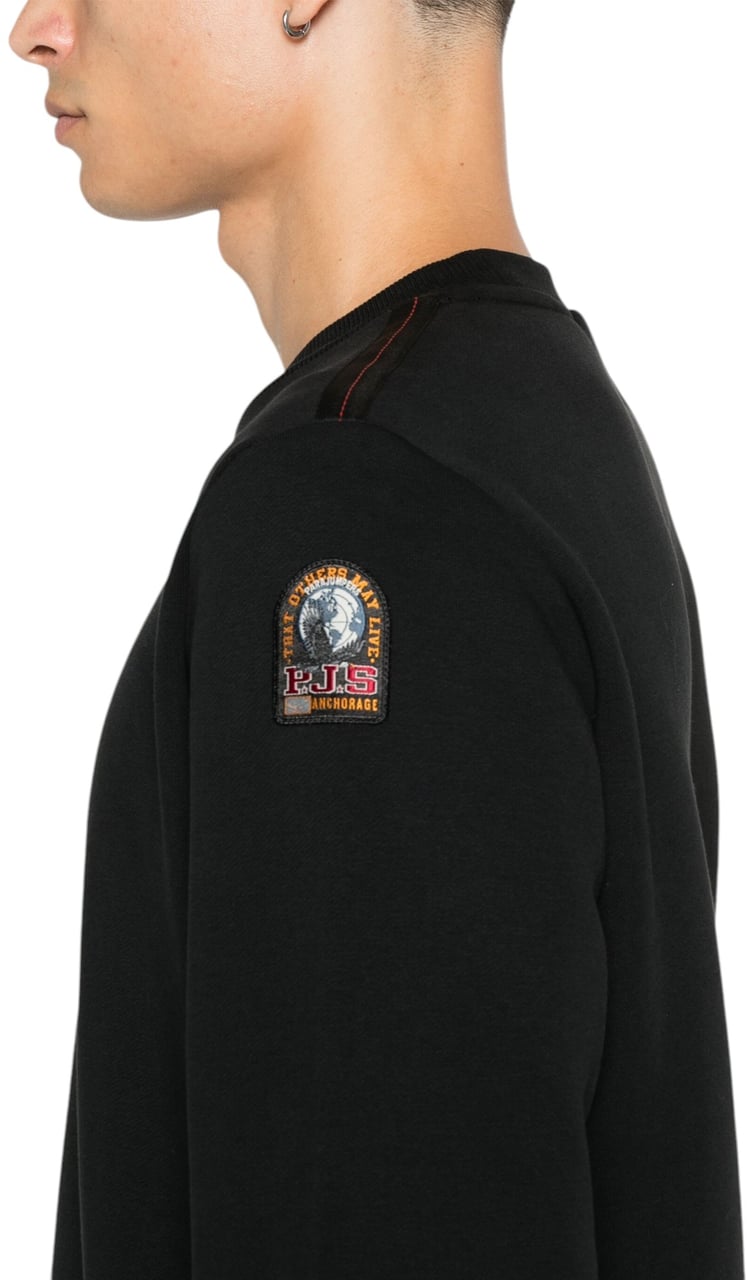 Parajumpers Sweat K2 uni logo ton sur ton épaule Noir Parajumpers PJS Homme PMFLEY21 0541 Zwart