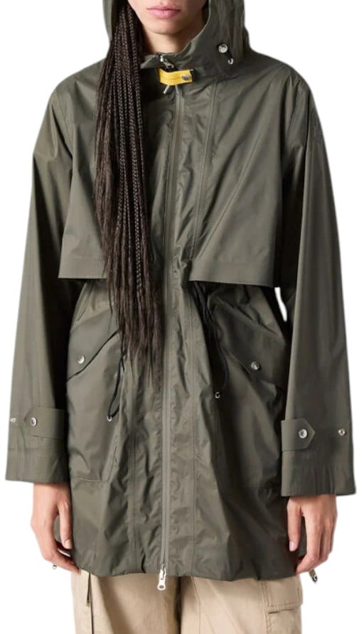 Parajumpers Imperméable Mikuni Vert Dark Mud lien taille capuche Parajumpers Femme PWJKRA32 0322 Groen