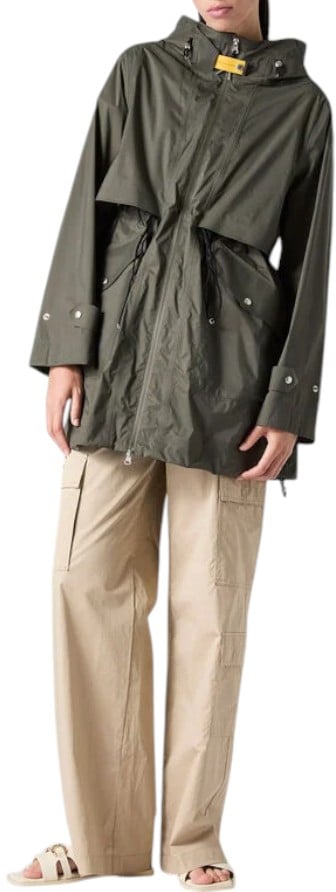 Parajumpers Imperméable Mikuni Vert Dark Mud lien taille capuche Parajumpers Femme PWJKRA32 0322 Groen