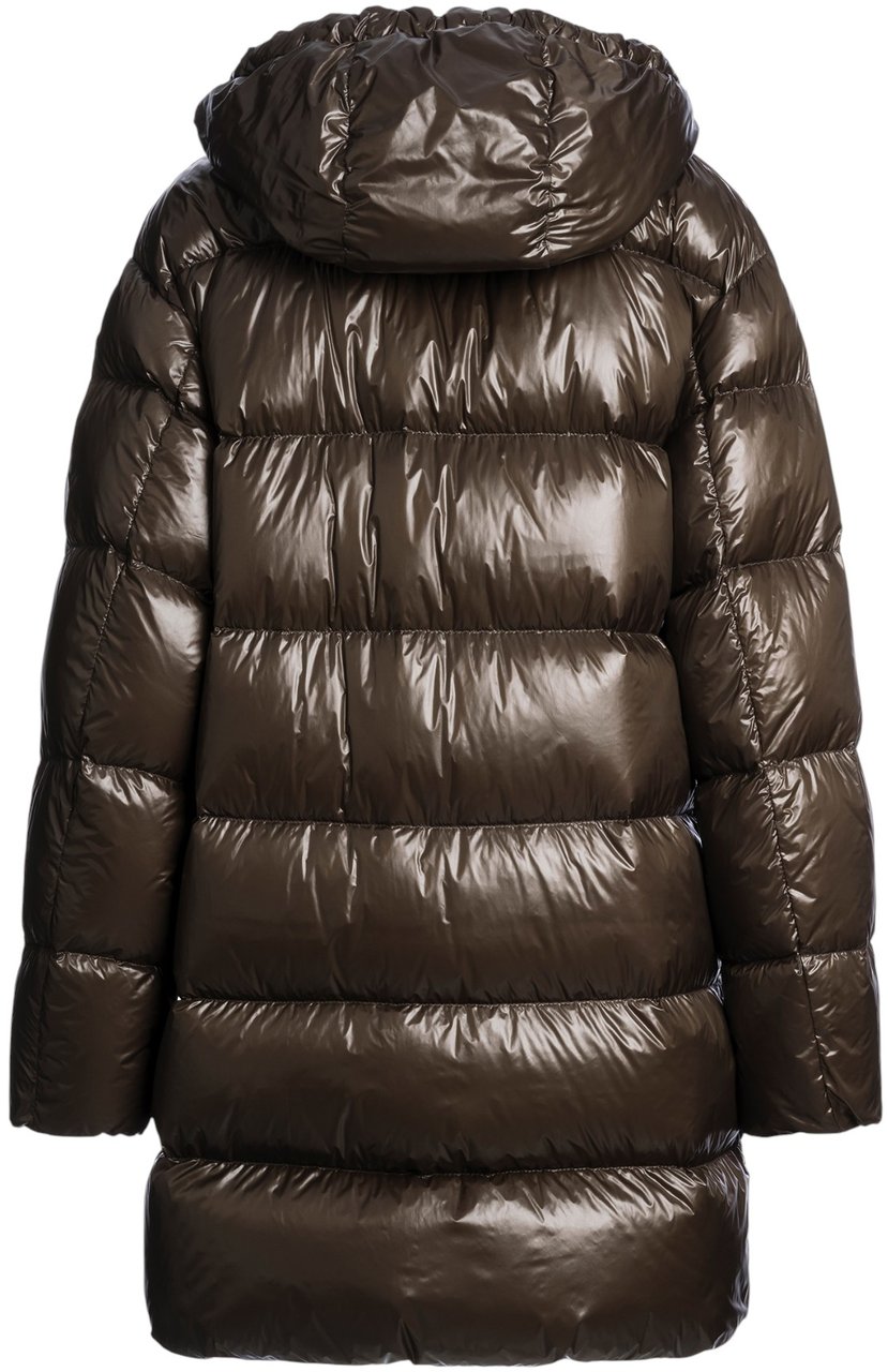 Parajumpers Doudoune Ivonne laquée long médium capuche Earth Brown Parajumpers Femme PWPULP33 0109 Bruin