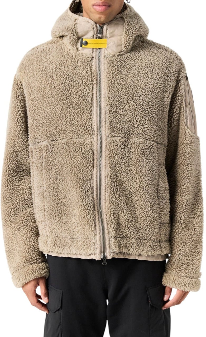 Parajumpers Blouson polaire bouclette Camaglio sable capuche Parajumpers Homme PMFLPY01 0772 Beige