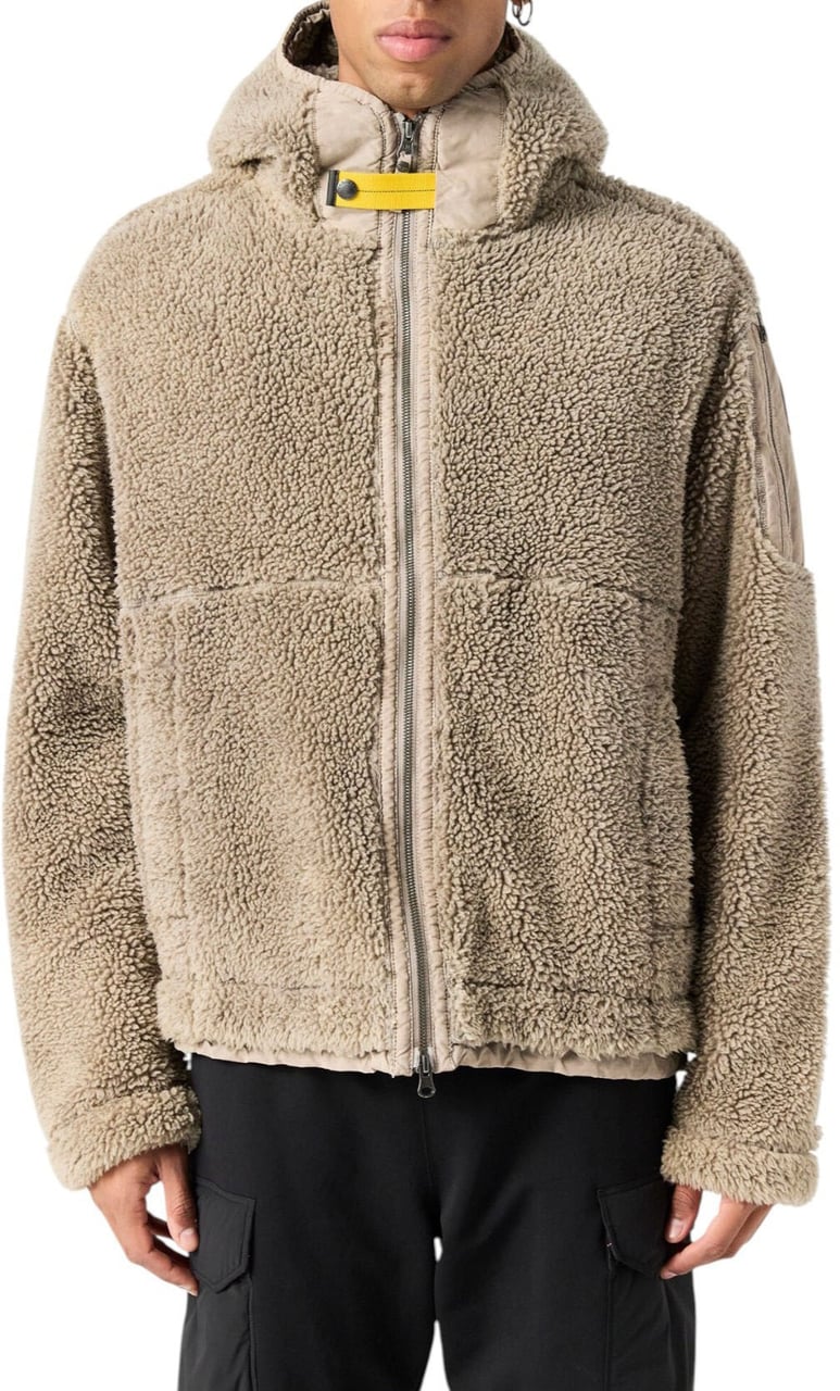Parajumpers Blouson polaire bouclette Camaglio sable capuche Parajumpers Homme PMFLPY01 0772 Beige