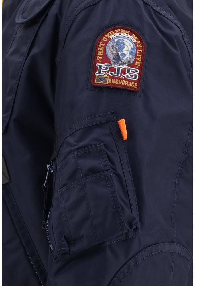 Parajumpers Blue Polyamide Bomber Blauw