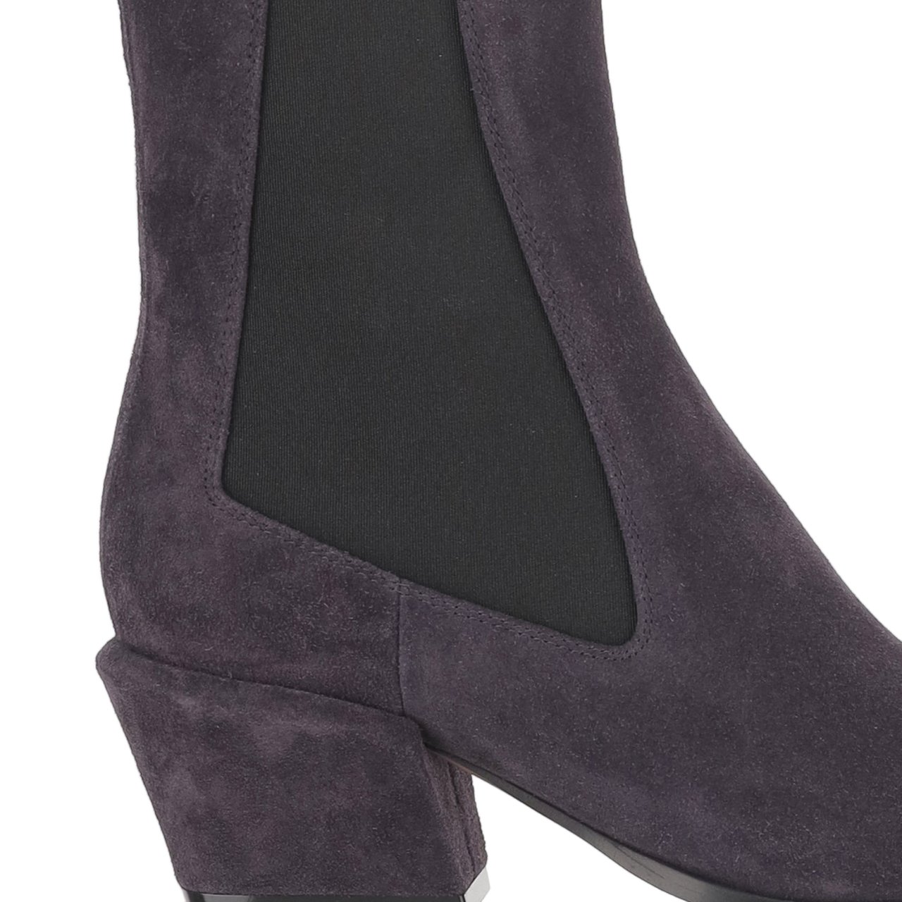 Paris Texas Calf Suede Ankle Boots with Square Toe and Covered Heel Paars