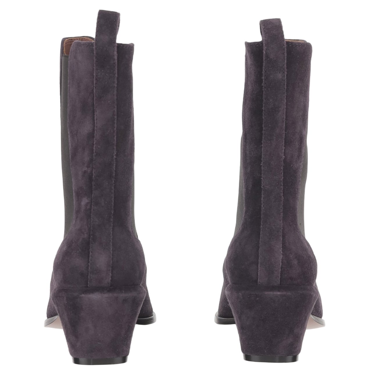 Paris Texas Calf Suede Ankle Boots with Square Toe and Covered Heel Paars