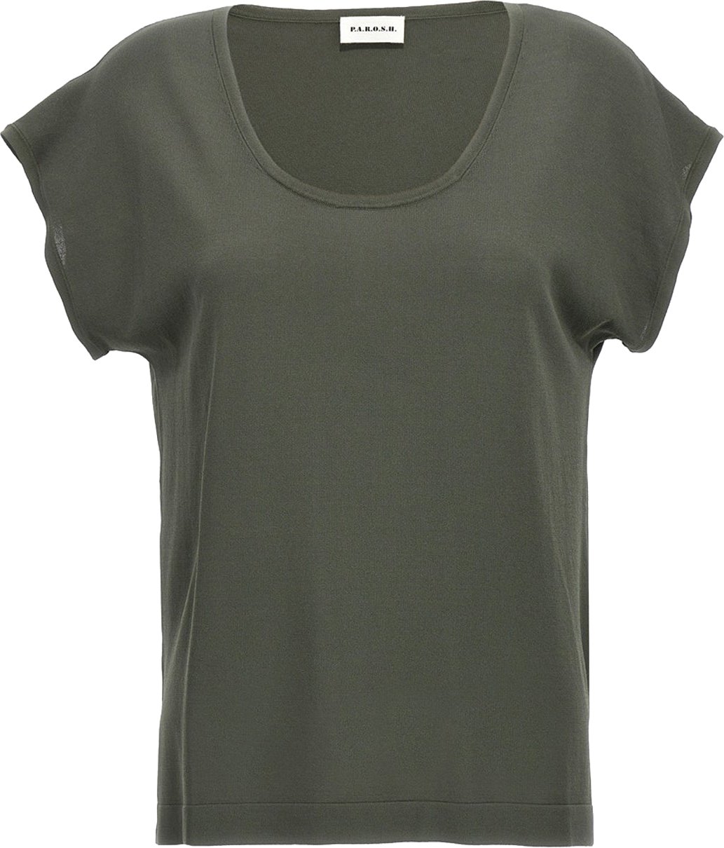 P.A.R.O.S.H. Bicolor Viscose T-Shirt Groen