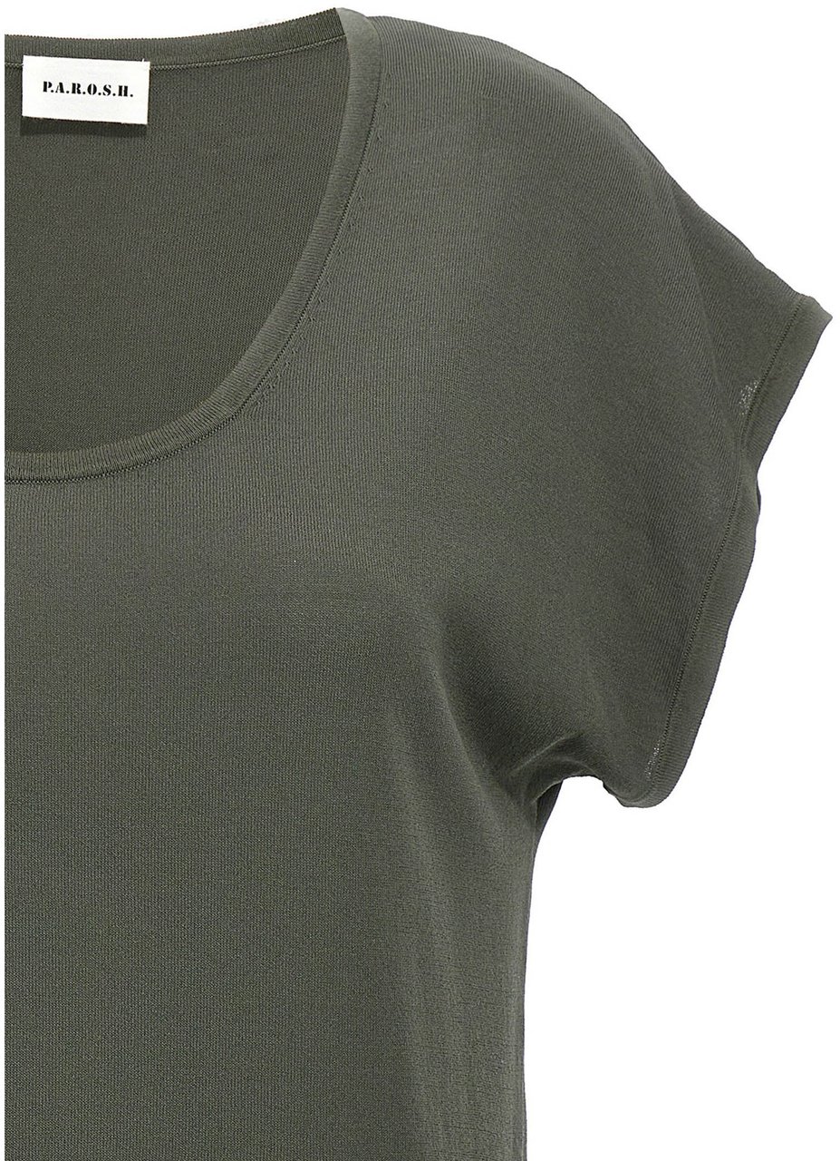 P.A.R.O.S.H. Bicolor Viscose T-Shirt Groen